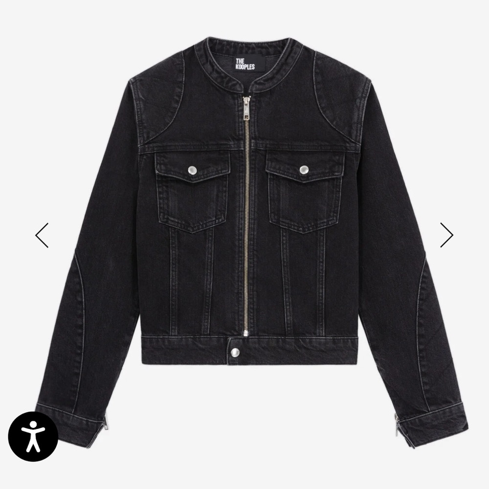 NWT The Kooples Black Denim biker Jacket! Size S, would fit XS- S.